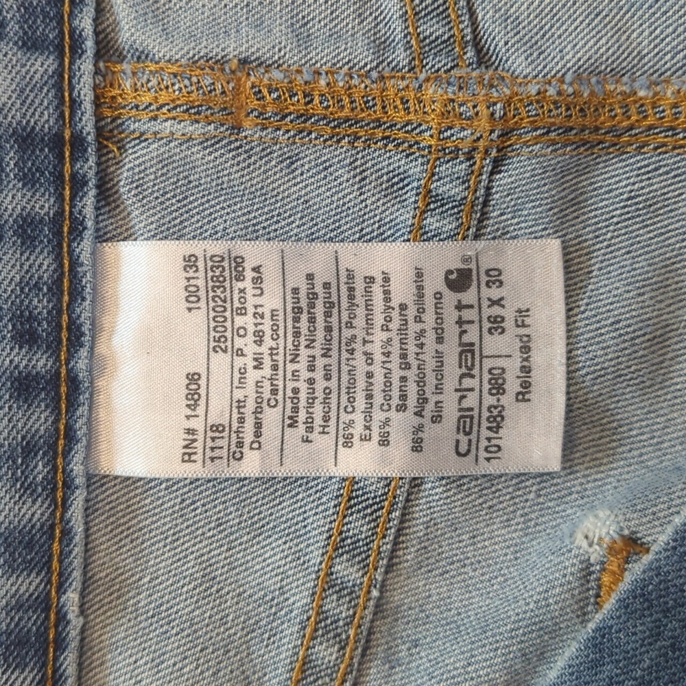 Carhartt. Relaxed Fit Jeans. Size 36 x 30. - Picture 7 of 10
